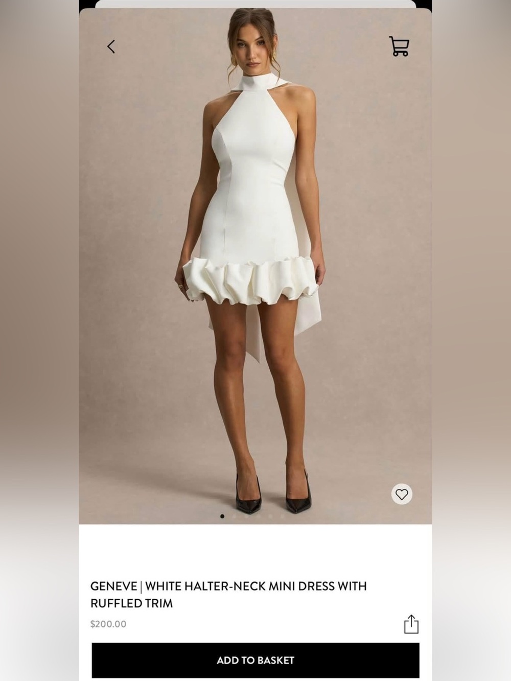 Club L London White Halter-Neck Mini Dress with Ruffled Hem